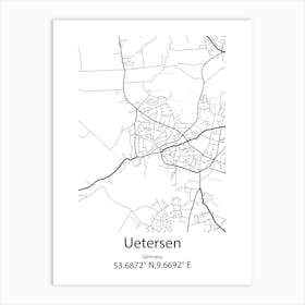 Uetersen,Germany Minimalist Map Art Print