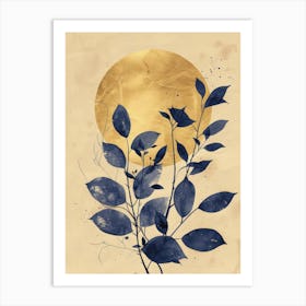 Blue Leaves Canvas Print 5 Art Print