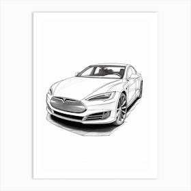 Tesla Model S Line Drawing 1 Art Print
