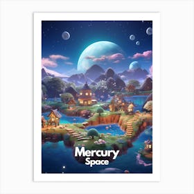 Mercury Travel Poster Bubble Planet 1 Art Print