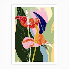 Colourful Flower Illustration Flamingo Flower 3 Art Print