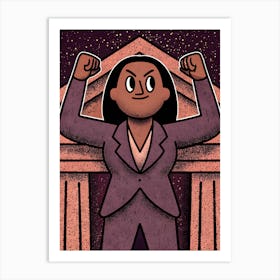 Powerful Black Woman In Front Of A Building, Power Art Print