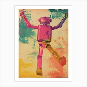 Retro Robot Dancing 1 Art Print