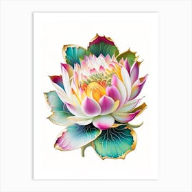 Lotus Flower, Buddhist Symbol Decoupage 4 Art Print