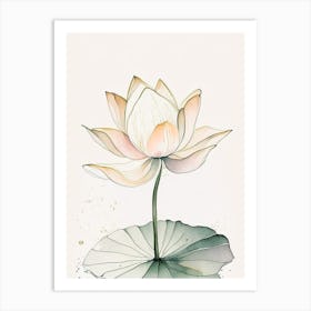 Early Lotus Minimal Watercolour 3 Art Print