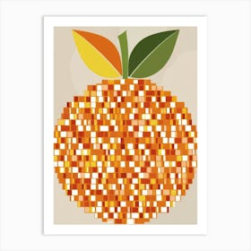 Orange Pixel Art Two Art Print