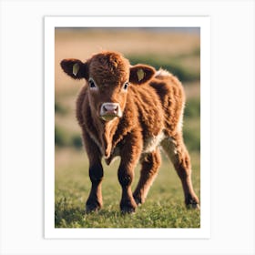 Calf in a field Art Print
