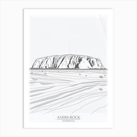 Ayers Rock Australia Color Line Drawing 6 Poster Art Print