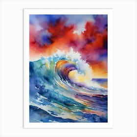 Tides of Radiance: A Colorful Ocean Wave Painting Art Print