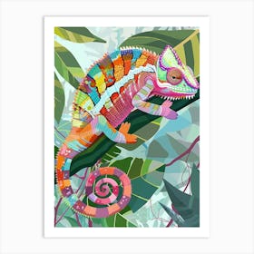 Green Jackson S Chameleon Abstract Modern Illustration 1 Art Print