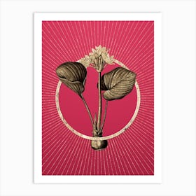 Gold Cardwell Lily Glitter Ring Botanical Art on Viva Magenta n.0195 Art Print