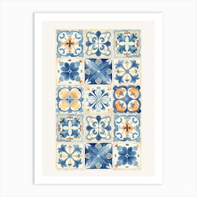 Blue And Orange Tiles Art Print