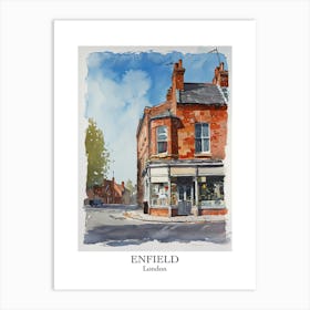 Enfield London Borough   Street Watercolour 4 Poster Art Print