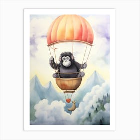 Baby Gorilla 4 In A Hot Air Balloon Art Print