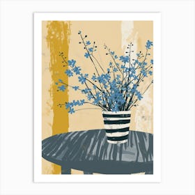 Forget Me Not Flowers On A Table   Contemporary Illustration 4 Art Print