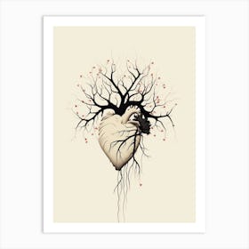 Heart Black Tree Branches Art Print