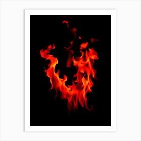 Flames On Black Background Art Print