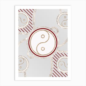 Geometric Abstract Glyph in Festive Gold Silver and Red n.0001 Art Print