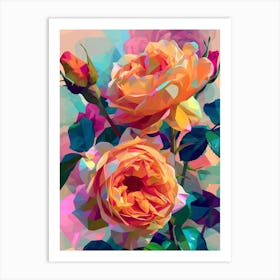 English Roses Painting Abstract 4 Art Print