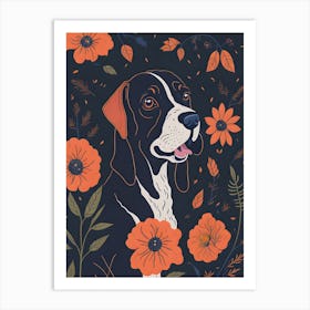 Floral Dog Portrait Boho Minimalism (35) Art Print