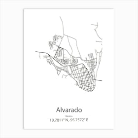 Alvarado,Mexico Minimalist Map Art Print