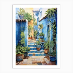 Blue House In Morocco 2 Art Print