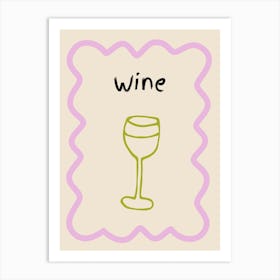 Wine Doodle Poster Lilac & Green Art Print