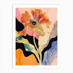 Colourful Flower Illustration Calendula 2 Art Print