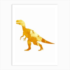 Mustard Dinosaur Silhouette 5 Art Print