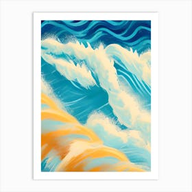 Crashing Waves Japanese Vivid Stormy Seas Art Print