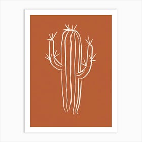 Cactus Line Drawing Crown Of Thorns Cactus 2 Art Print