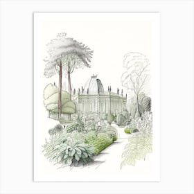 Jardin Des Plantes, France Vintage Pencil Drawing Art Print