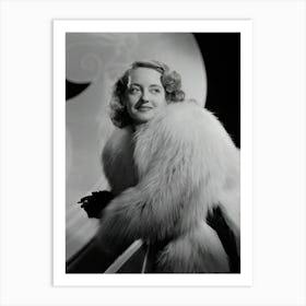 American Actress Bette Davis In A Deep Pile Fur Coat Art Print