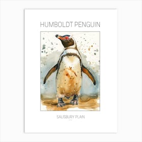 Humboldt Penguin Salisbury Plain Watercolour Painting 1 Poster Art Print