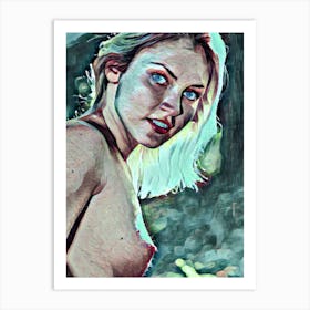 Nude Woman With Blue Eyes Art Print