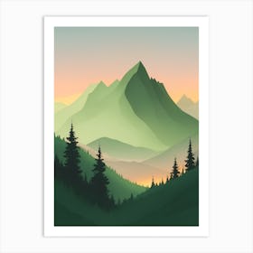 Misty Mountains Vertical Composition In Green Tone 146 Art Print