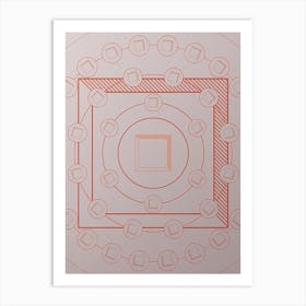 Geometric Glyph Circle Array in Tomato Red n.0247 Art Print