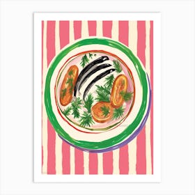 A Plate Of Onion, Top View Food Illustration 1 Art Print