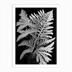 Silver Lace Fern Linocut Art Print