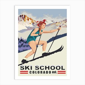 Ski School In Colorado Art Print
