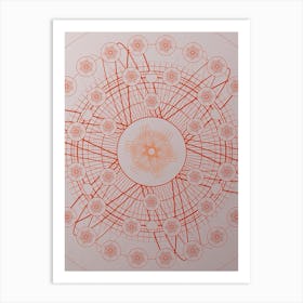 Geometric Abstract Glyph Circle Array in Tomato Red n.0154 Art Print