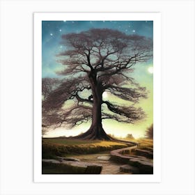 Nature Outdoors Cellphone Wallpaper Background Artistic Artwork Starlight Book Cover Wilderness Landscape Night Picturesque Plants Branches Scene Tree Art Print