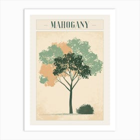 Mahogany Tree Minimal Japandi Illustration 2 Poster Art Print