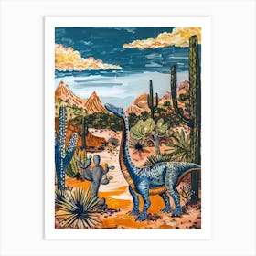 Abstract Dinosaur In The Desert Painting 3 Art Print