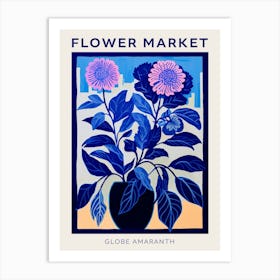 Blue Flower Market Poster Globe Amaranth 1 Art Print