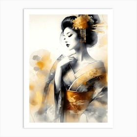 Japan Traditional Geisha Illustration By Ad 115 Art Print