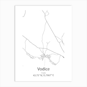 Vodice,Croatia Minimalist Map Art Print