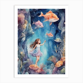 Absolute Reality V16 Dreamlike Underwater Adventure Watercolor 1 Art Print