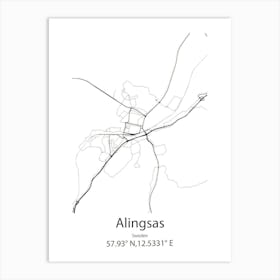 Alingsas,Sweden Minimalist Map Art Print