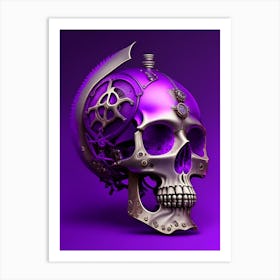 Skull With Steampunk Details 1 Purple Paul Klee Art Print